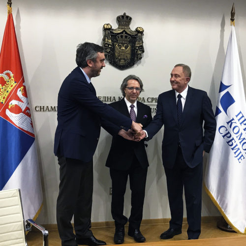 Brent Sadler with H.E. Dr. Toufic Jaber, former Ambassador of Lebanon to Serbia and Marko Čadež, President of the Serbian Chamber of Commerce - Belgrade, 2017